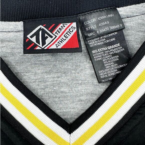 IOWA HAWKEYES Men's 3XL Black Pullover Sweatshirt Polyester Long Sleeve Lined - Picture 3 of 7